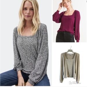 Anthropologie Michael Stars cream Polly square neck top